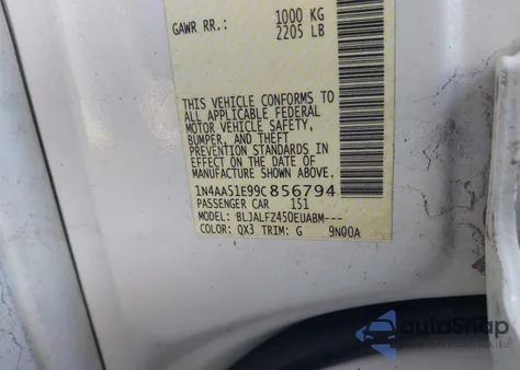 2009 Nissan Maxima 3.5 Sv from USA, damaged, VIN 1N4AA51E99C856794